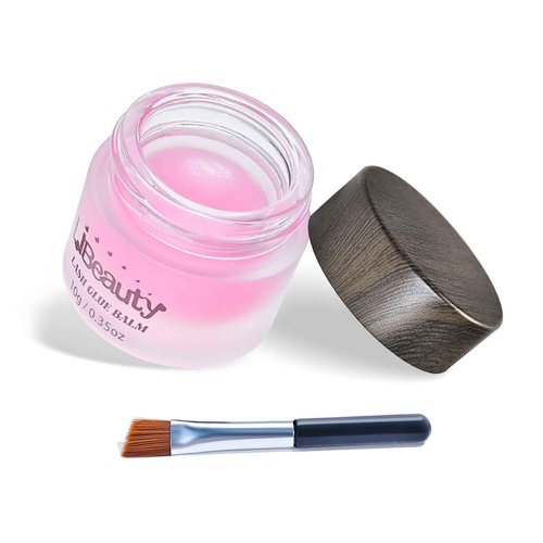 Libeauty Salon Choice Lash Lift Glue Balm, Super Sticky for Brow Lamination and Eyelash Perm, Gentle Fragrance, Water Soluble, Brush Included, Pink Peach