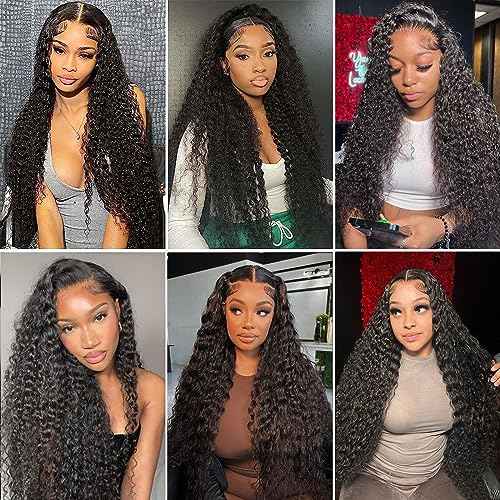 13x6 HD Lace Front Wigs Human Hair Deep Wave Human Hair Wigs for Women Pre Plucked 180% Density Deep Curly Lace Frontal Wig 26 Inch Glueless Deep Wave Human Hair Lace Front Wigs