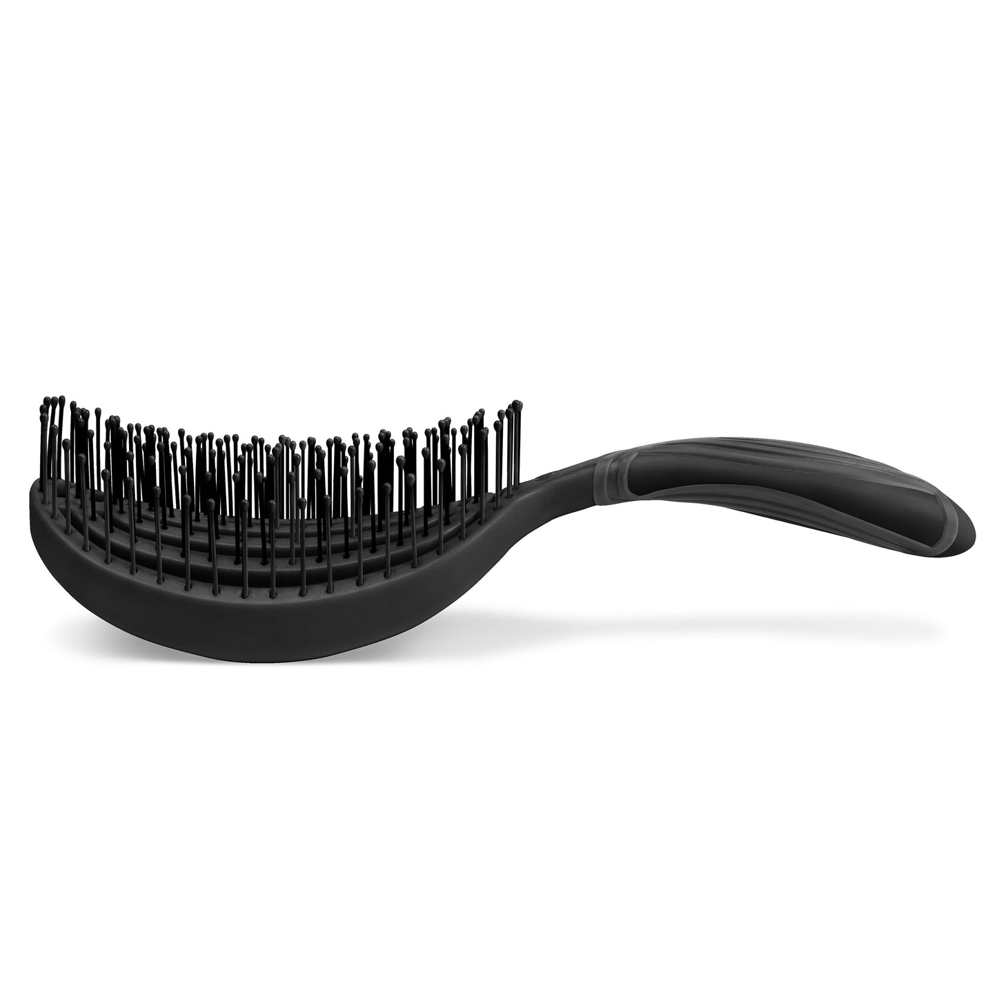 NuWay 4HAIR® DoubleC PRO® U.S. Patented Double Curved Detangling Brush is Hair Dryer Safe (Iron Black)