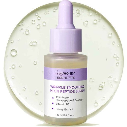 Hey Honey Wrinkle-Smoothing Multi-Peptide Serum | 10% Acetyl Hexapeptide-8 + Honey Extract & Vitamin B5, Visibly Reduce Fine Lines & Expression Wrinkles | 0.67 fl oz (20 mL)