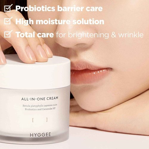 KSBC HYGGEE All in One Cream - High Moisture Barrier Face Moisturizer for Dry Skin - Probiotics & Ceramide - Non Sticky Moisturizing Cream - Skin Irritation Free, 2.7oz.