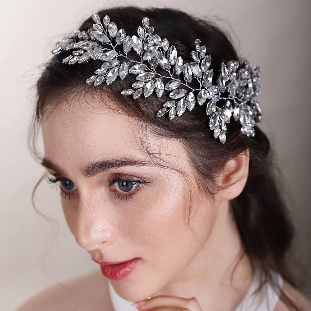 BERYUAN Wedding Crystal Headband Women Hair Vine for Bride Bridesmaid Crystal Headband Wedding handmade GOLD