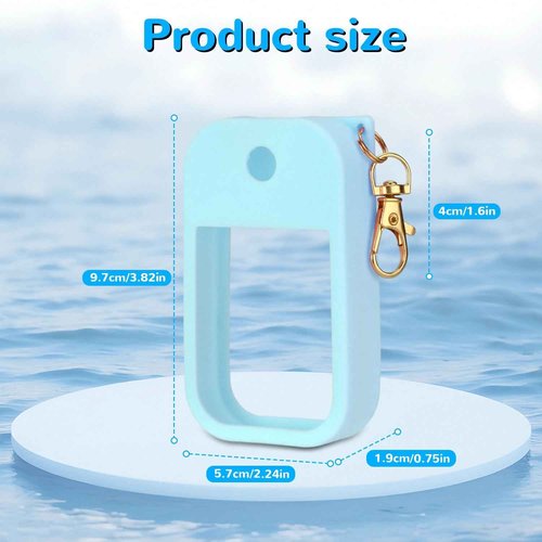 KYRGEU Hand Sanitizer Spray Case Compatible with Touchland Power Mist 1 oz – Silicone Case with Keychain for Touch Land Mist 1 fl oz（30 ml）, Hand Sanitizer Accessory for 1 fl oz (Blue, 1 Pack)