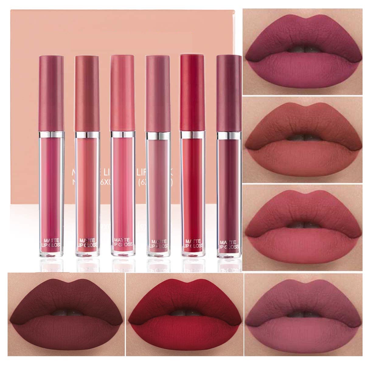 Onkessy Matte Liquid Lipstick Set, Long Lasting Non-Stick Cup Smudge Proof Matte Lipstick, Velvet Matte Lip Gloss Set