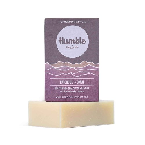 HUMBLE BRANDS Handcrafted Bar Soap, Organic Cold Processed Soap Bars, Moisturizing Face & Body Cleanser - Patchouli & Copal - 3 pack
