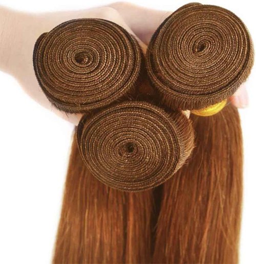 Color 30 Straight Human Hair Bundles Light Brown Straight Bundles Brazilian Virgin Remy Hair Extensions Tangle-Free 8 10 12 Inch