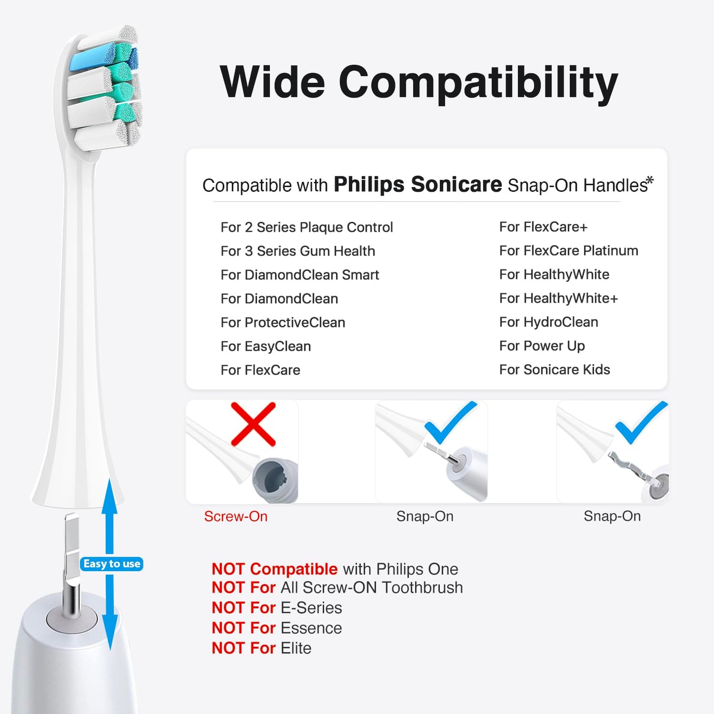 Replacement Toothbrush Heads for Philips Sonicare Replacement Heads C2,C1,4100,C3, Electric Replacement Brush Head Compatible with Phillips Sonicare,for Philips Sonic Care Electric Brush,6 Pack