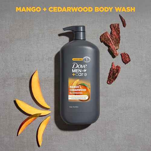 DOVE MEN + CARE body and face wash rejuvenating mango + cedarwood for Men, with 24-Hour Nourishing Micromoisture Technology, 30 oz