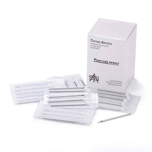 ZS 100pcs Body Piercing Needles - Ear Navel Nose Lip Nipple Piercing, 14G, 15G, 16G, 18G, 20G, Disposable Professional Body Piercing Needles Tool, Tattoo Supplies (20G)
