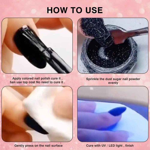 5g Black Dust Sugar Nail Glitter Powder - Diamond Dust Sand Shining Sugar Effect Glitter Dip Powder, Superfine French Candy Coat Nails Sweater Design Manicure Decorations DIY Crafts