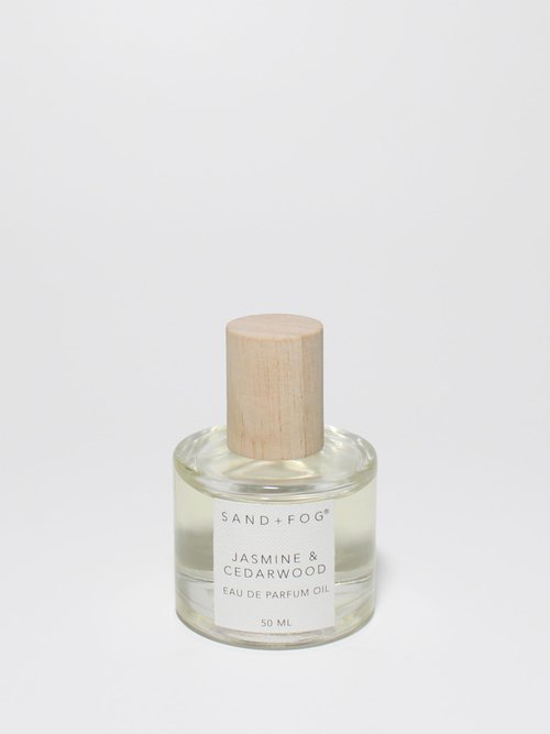 Sand + Fog Luxury Perfume Oil - Jasmine & Cedarwood - 50ml Rollerball, Alcohol-free, Cruelty Free, Sulfate Free, Paraben Free