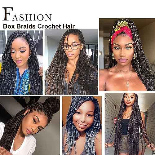 7 Packs Goddess Box Braids Crochet Hair 18 Inch Prelooped Crochet Box Braids Crochet Hair for Black Women Braiding Hair (18 Inch 7 Packs, #1B/30)