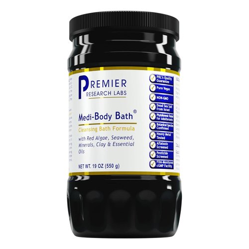 Premier Research Labs Medi-Body Bath - Bath Salts, Dead Sea Salts for Soaking, Bathing, Relaxing Bath Soak Enriched with Minerals & Botanicals to Remove Toxins - 19 oz