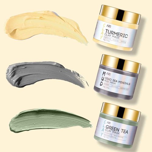 ANAI RUI Christmas Face Mask Gift Set, Turmeric Clay Mask - Green Tea Mask - Dead Sea Minerals Mud Mask, Bulk Christmas Gifts for Women/Tees Girls Stocking Stuffers2.5 oz each