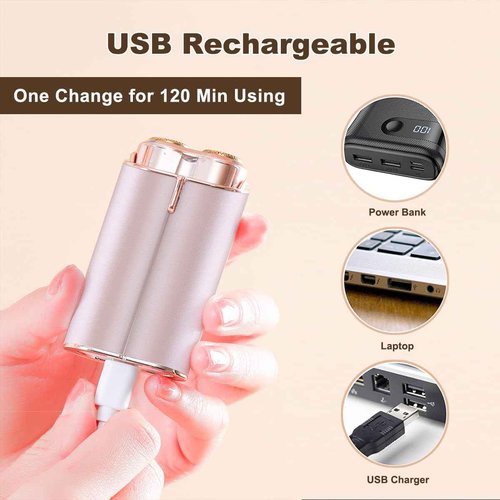 Facial Hair Removal for Women, Portable Painless Lady Shaver with Built-in LED, Wet/Dry Electric Razor Hair Remover Device for Face/Lips/Peach/Fuzz