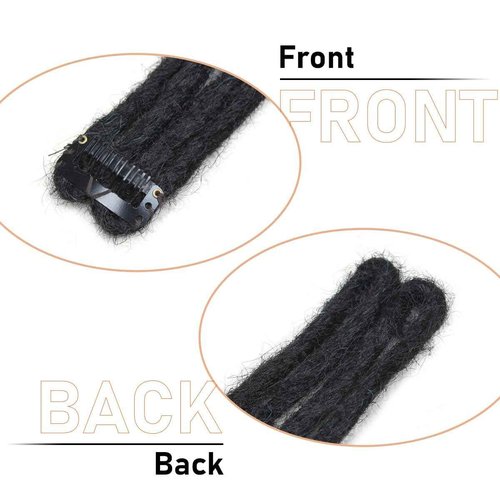 Sangtok 10 PCS Mixed Clip in Dreadlock Extensions, 24 inch Synthetic Dreads Extensions, Thin Straight Dreadlock for Women, 1b-blue