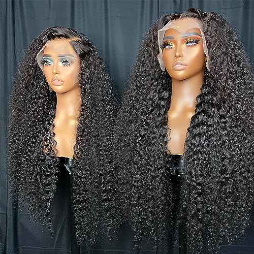 13x4 Deep Wave Lace Front Wigs Human Hair Wig for Women 200 Density HD Transparent Lace Frontal Wigs Human Hair 26 Inch Deep Wave Frontal Wig Glueless Deep Wave Wig Pre Plucked Curly Wigs for Women