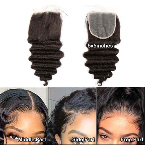 Sent Hair Remy Human Hair 5x5 Lace Closure with Baby Hair Loose Deep Wave Unprocessed Virgin Human Hair Free Part Natural Color 14 inch