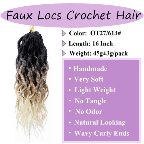 LOSMOEER 6 Packs Faux Locs Crochet Hair 24 Inch Soft Locs Crochet Braid Pre Looped Goddess Locs Crochet Hair for Women Queen Locs Crochet Braids with Curly Ends Synthetic Braiding Hair Extensions