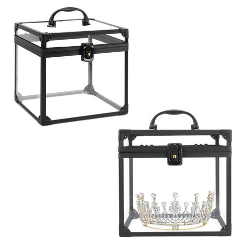 Donghome Crown Box 7.9 x 6.7 x 7.5inch, Clear Acrylic Makeup box, Makeup Organizer, Large Capacity Transparent Display Case for Vanity,Bathroom Counter or Dresser