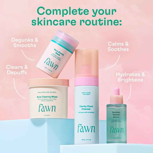 Fawn Clarity Cloud Cleanser, Facial Cleanser with Glycolic Acid and Tea Tree Oil for Teen and Young Skin, Derm-formulated and Vegan, 5 Fl Oz