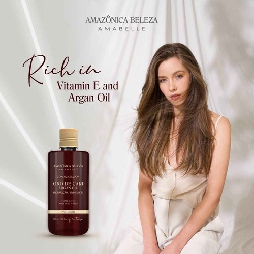 AMAZONICA BELEZA Oro de Cari Shampoo and Conditioner, Intensive Hydration for Dry Hair with Argan Oil and Vitamin E, Professional Line, 10 Oz