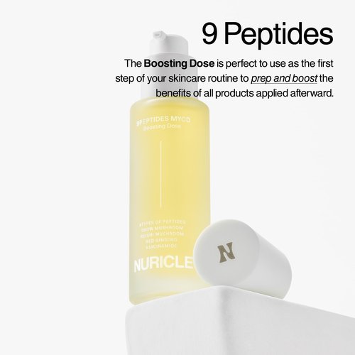 NURICLE 9PEPTIDES MYCO Boosting Dose 30ml (1.014 fl.oz) - 1st Step Hydrating Anti-Aging Booster for boosting skin condition 2x | Korean Peptide Serum with Reishi, Snow Mushroom & Niacinamide