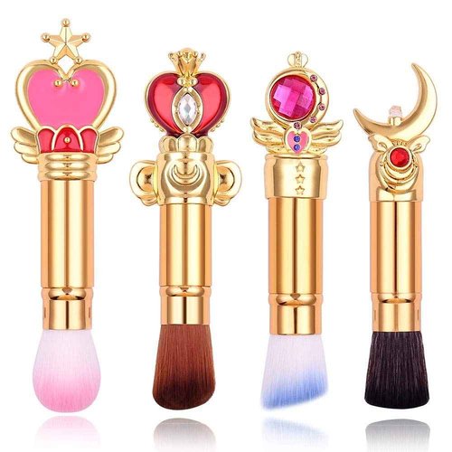 Angled Retractable Makeup Brush With Cover - Liquid, Cream, Powder, Foundation, Blush, Bronzer - Premium Bristles Contouring & Blending Skin, Portable Vegan Face Kabuki Brush, Royal Diamond