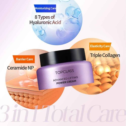 CHARMZONE] Topclass Advanced Lifting Power Cream 50ml / 1.69oz – 3-in-1 Moisturizer for Firming, Hydration & Barrier Care with Hyaluronic Acid, Triple Collagen & Ceramide – Non-Sticky Butter Texture