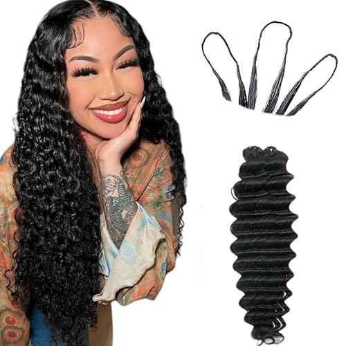 100% Human Hair Knotless Pre-Separated Crochet Hair Extensions Deep Culry Feather Hair Deep Wave Feather Line Hair Extensions Natural Color 16Inch 120g