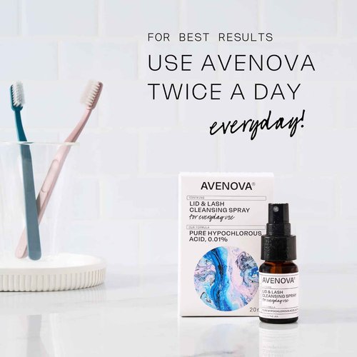 Avenova Eyelid and Eyelash Cleanser Spray - 20ml Bottle - Gentle Everyday Pure Hypochlorous Acid Spray for Eye Irritation