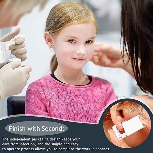 prgislew Ear Piercing Gun Kit - 45pc Disposable Kit with 6pc Self Piercing Gun, 6pc Built-in Earrings & Clean Tools for Cartilage, Tragus & Helix