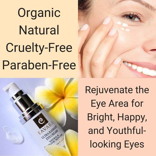 Eavara Organic Anti Aging Eye Cream for Dark Circles and Puffiness, Natural Under Eye Serum with Hyaluronic Acid, Jojoba Oil, Vitamin E, Aloe Vera, Helps Reduce Fine Lines & Wrinkles 1.0 Fl Oz