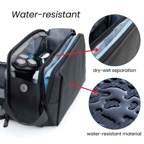 Mens Toiletry Bag - Mens Shaving Bag w/Multiple Compartments - Water-resistant Bathroom and Hygiene Bag - Travel Toiletry Bag for Men w/Easy Accessibility - Large, Black