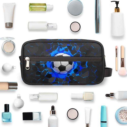 SinSenMa 3D Soccer Hanging Toiletry Bag for Boy Men,Travel Cosmetic Bag,Waterproof Makeup Bag,Approved Hygiene Bag Shave Dopp Kit Organizer for Toiletries Shower Bathroom Carry-on Accessories Gifts