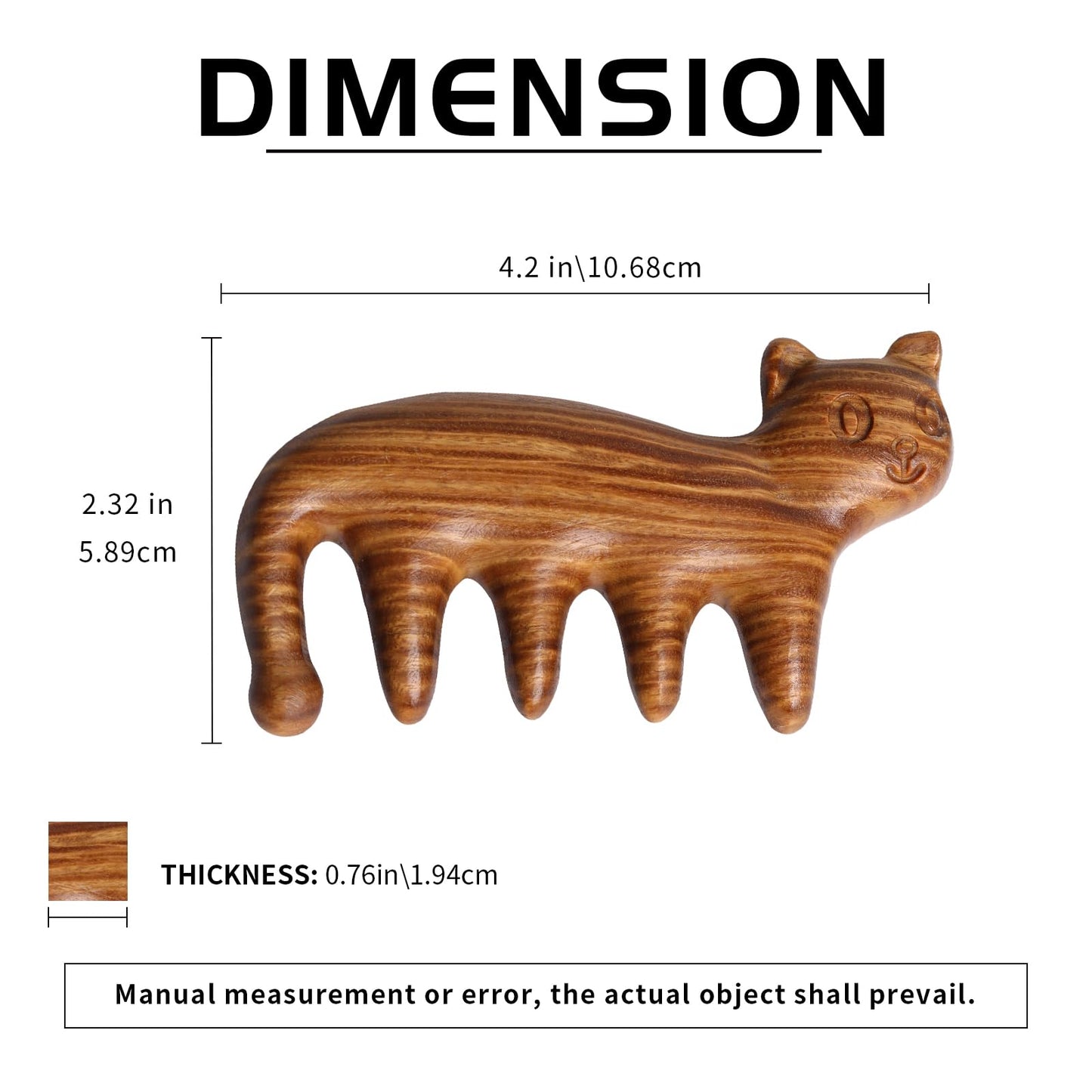 Generic Natural Wood Wide Tooth Hair Comb Head Scalp Massage No Static Green Sandalwood Hair Pick Wooden Comb for Women Men Kids Hair Neck Hands Legs Caring Tool (Cute Shark), Brown