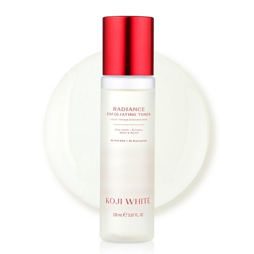 Koji White Exfoliating Toner for Face with 5% PHA BHA Toner, 2% Niacinamide, Kojic Acid & Hyaluronic Acid | Hydrating & Soothing Facial Toner | Unscented, Sensitive, Vegan, 150ml (5.07 Fl Oz)