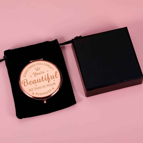 XPENMULBOJA Stocking Stuffers for Women 2025 Makeup Mirror Christmas Compact Mirror for Girl Daughter Mom Female Friends Inspirational Ideas for Wife Stocking Stuffers for Teen Girls