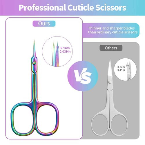 ANRUI Cuticle Scissors Extra Fine Curved Blade, Professional Manicure Scissors, Multi-purpose Stainless Steel Small Scissors With Pointed Tip Beauty Grooming Kit for Eyebrow, Eyelash, Dry Skin