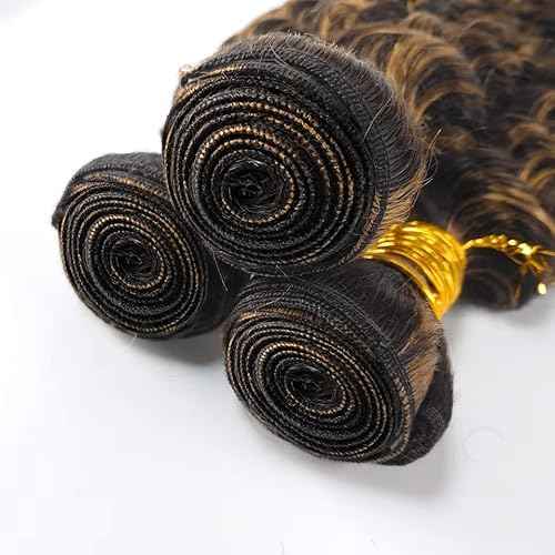 Piano Color Bundles P1B27 Highlight Deep Wave Human Hair Bundles 1b and Honey Blonde Loose Deep Weave Double Weft Brazilian Human Hair Sew-In Weave Extensions 26 28 30 Inch