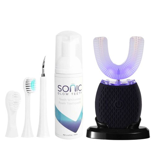 RONGCHUANG Automatic Toothbrush for Adults - Ultrasonic Electric Toothbrush with Soft Bristles Rechargeable Portable Waterproof Design 30s Timer, Wireless Charging Dual-Use for Travel & Home (Black)