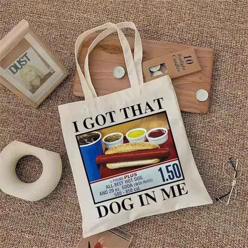 TOBGBE Funny Hot Dog Meme Gifts For Costco Hotdogs Funny Lover Shopping Bag Keep Hot Dogs Price Canvas Bag