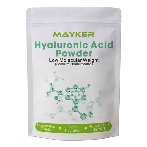MAYKER Pure Hyaluronic Acid Powder, 1.41 oz | Low Molecular Weight, Cosmetic Grade | For DIY Serums, Creams, Moisturizers | Clear, Watery Texture After Fully Dissolved