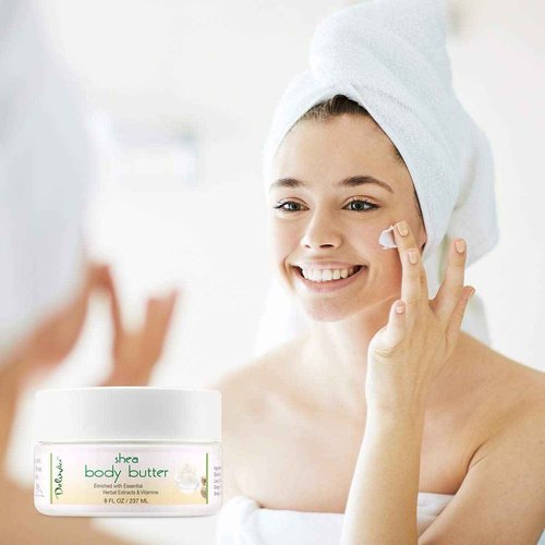 Deluvia Shea Body Butter - Raw Fair Trade Shea Butter, Organic Rose Hip Oil, Organic Lavender, Organic Jojoba Oil, Cocoa Butter & Dead Sea Minerals. Intense Moisturizing Body Cream.