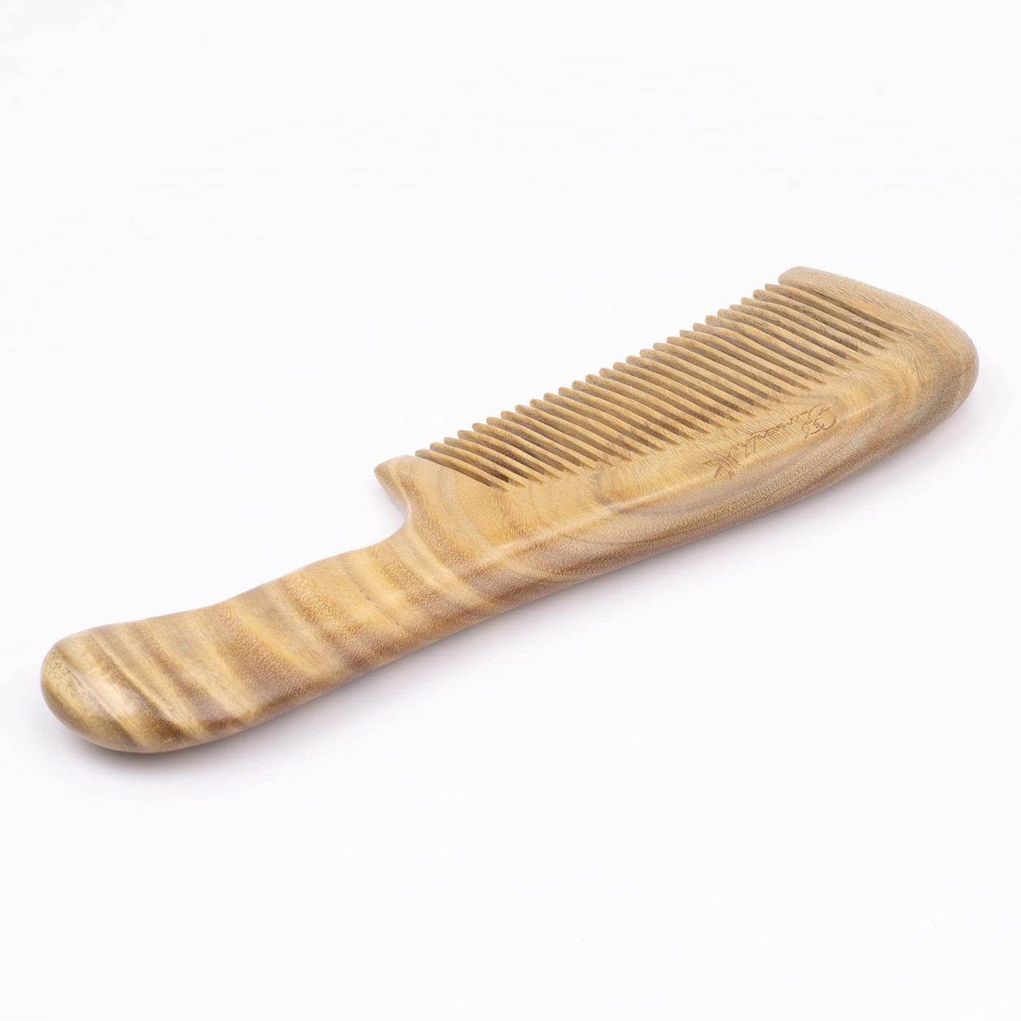 Breezelike No Static One Piece Wavy Handle Sandalwood Fine Tooth Comb