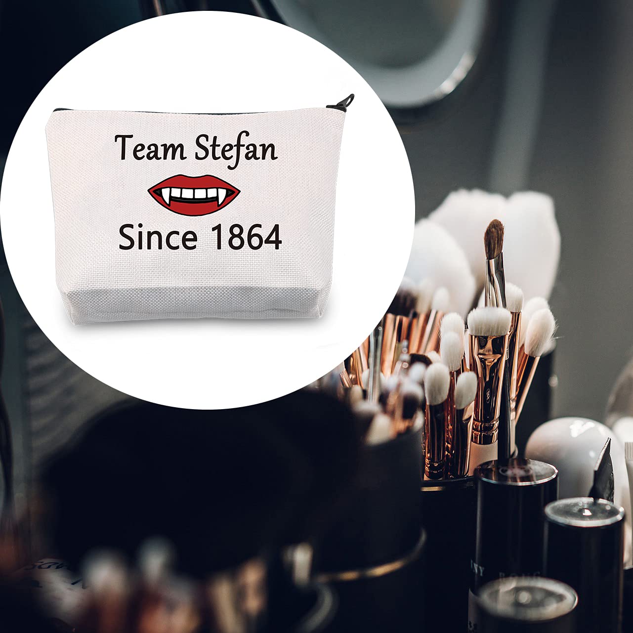 LEVLO The Vampire Lovers Gift Team Damon Stefan Salvatore Since 1864 Makeup Bags Vampire Fandom Gift for Fans (Stefan)