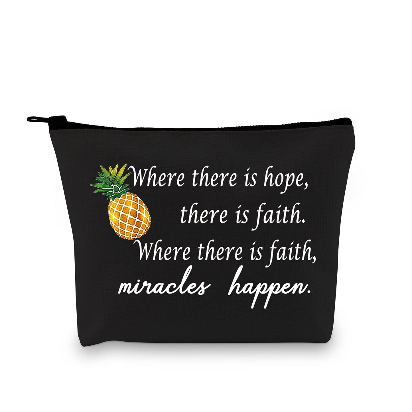 G2TUP IVF Faith Makeup Bags Motivational Infertility Pineapple Gift for Warrior Dad Mom Transfer Day Infertility Encouragement (black)