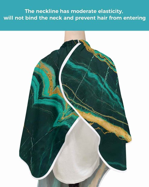 Marble Emerald Green Barber Cape - Salon Hair Cutting Cape for Women,Men,Kids,Adults,Modern Abstract Gold Art Haircut Cape with Adjustable Elastic Neckline Hairdressing Stylist Cape Gown Accessories