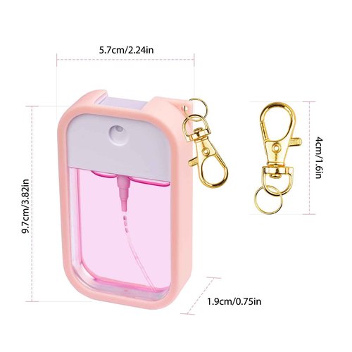TERPINK Silicone Case Compatible with Touchland Hand Sanitizer Spray, Protective Case with Keychain for Power Mist and Glow Mist 1 fl oz, Hand Sanitizer Spray Accessory (Pink, 1 Pack)