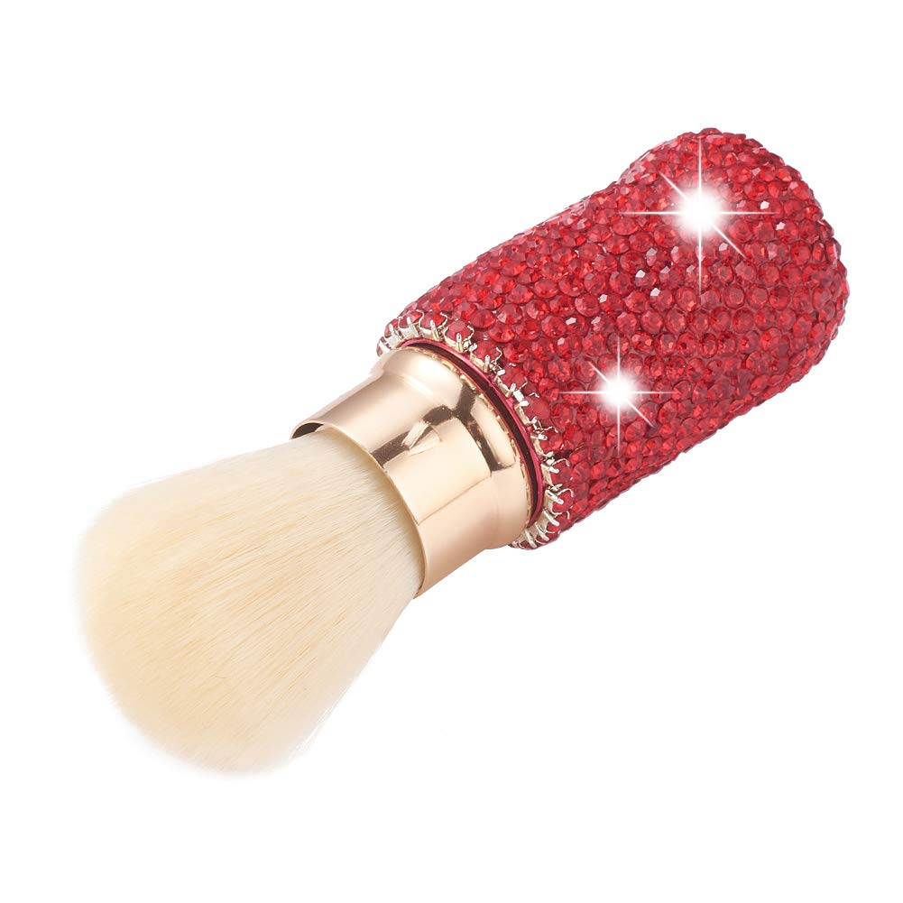 XhuangTech Bling Make Up Brush Crystal Makeup Travel Brushes Blusher Rhinestone Cover Foundation Highlight Blush Cosmetic Tools (Red)